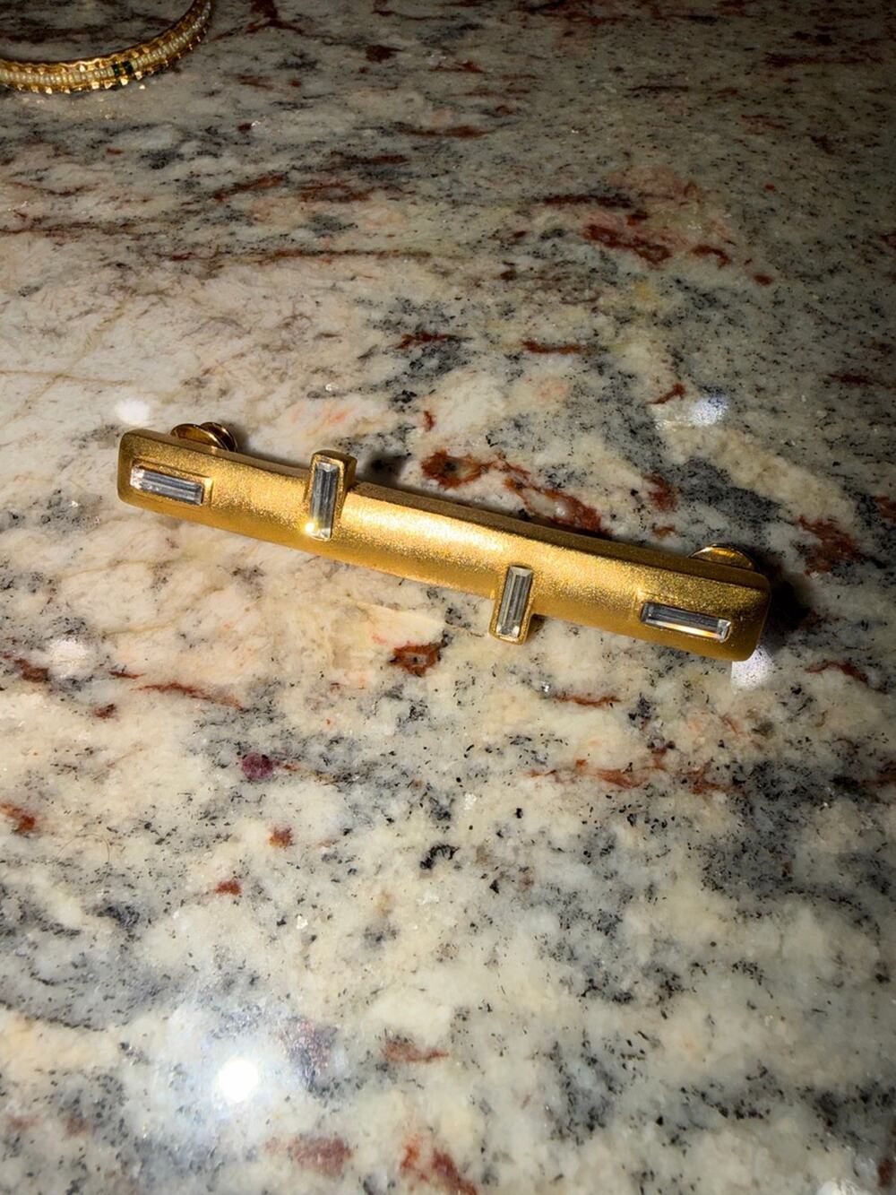 Lee Wolfe Vintage Baguette Crystal Bar Brooch